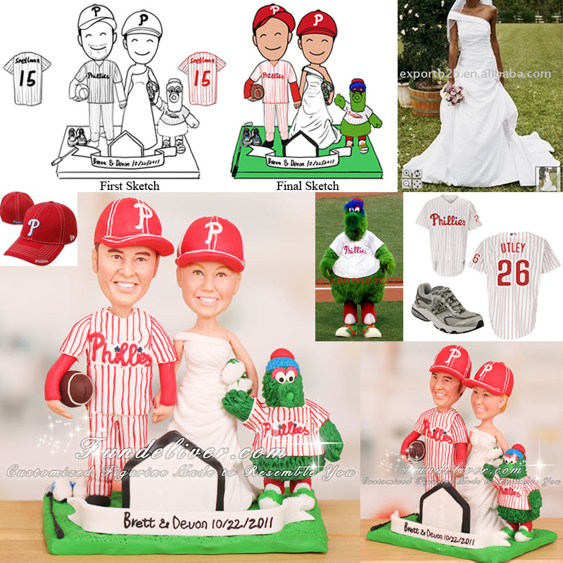 Phillies Cake Topper with Phillie Phanatic, Running Shoes and Golf Club